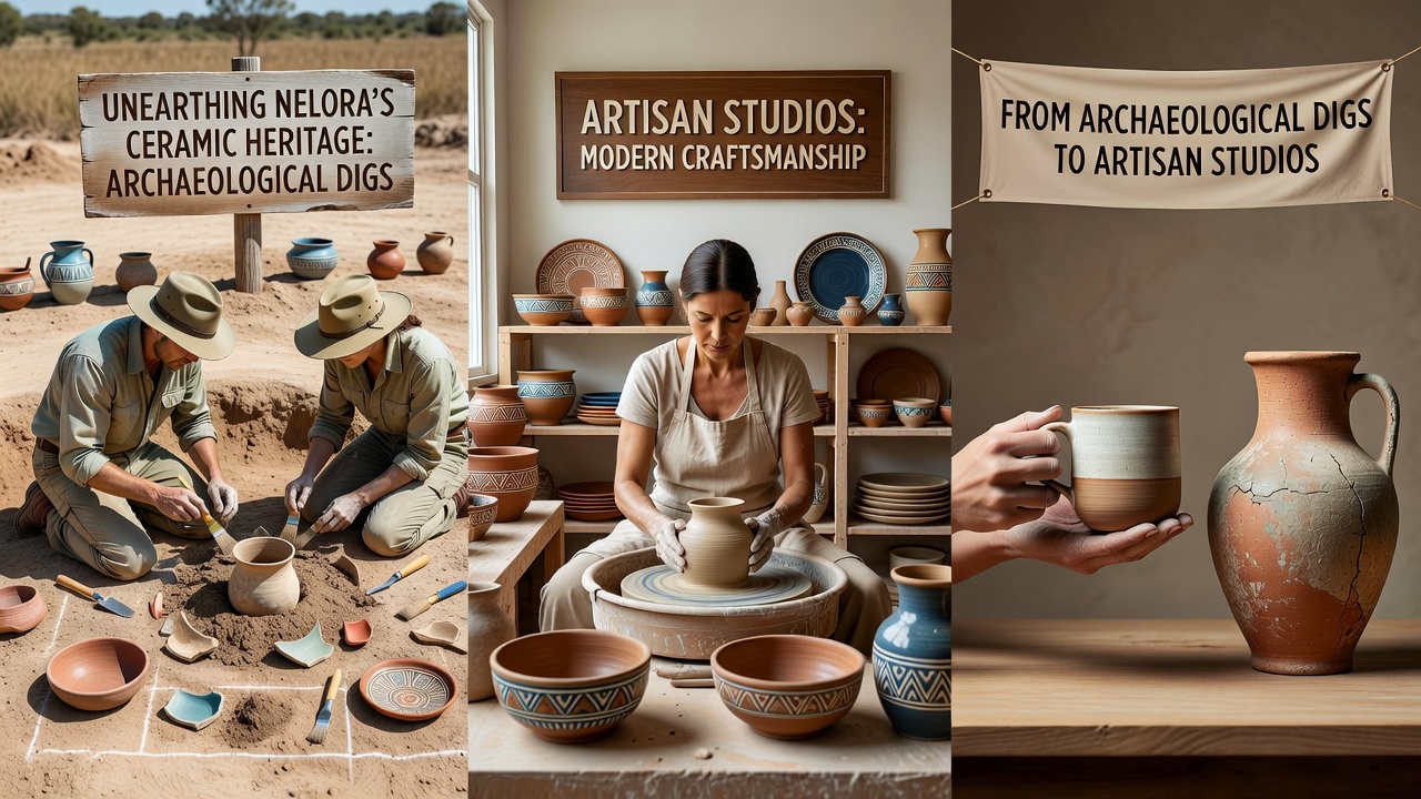 Artisan potter shaping clay on a wheel in a Nelora studio using traditional techniques